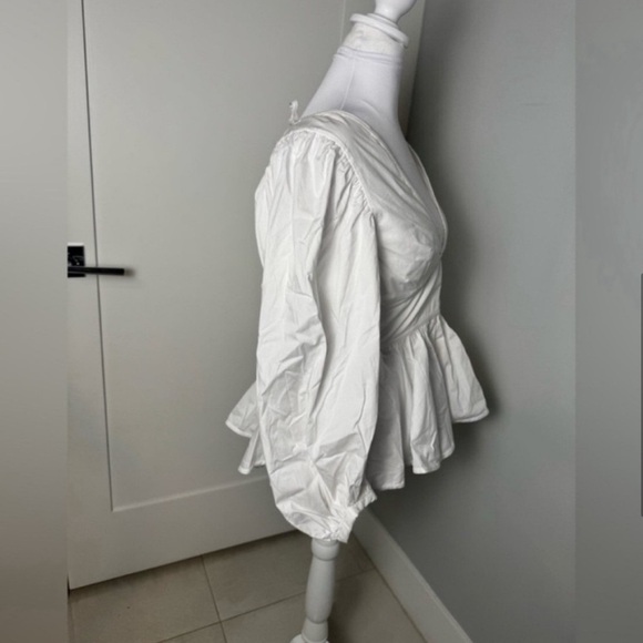 Staud Luna Peplum Blouson-Sleeve Top/Large - Picture 5 of 10